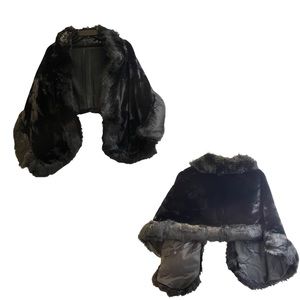 Black Faux Fox Fur Stole/Wrap